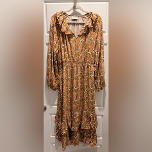 Universal Thread Mustard Floral Long Sleeve Dress